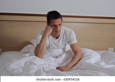 Sleep Disorders And Problems. Man Struggling With Insomnia.