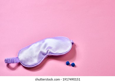 Sleep Mask And Ear Plugs On Pink Background, Sleep Problems