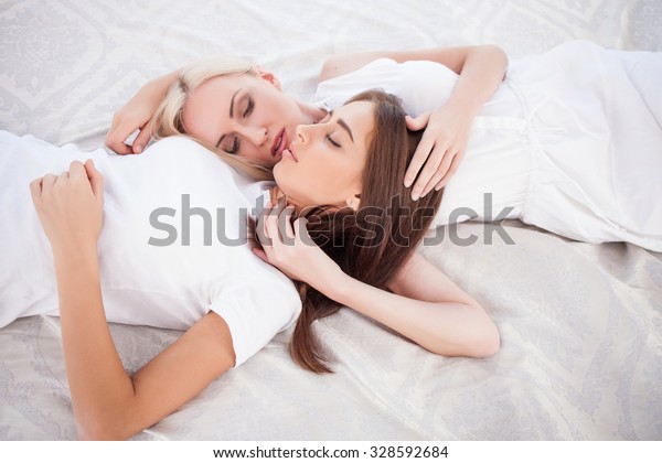 Sleep My Darling Beautiful Lesbian Couple Stock Photo Edit Now