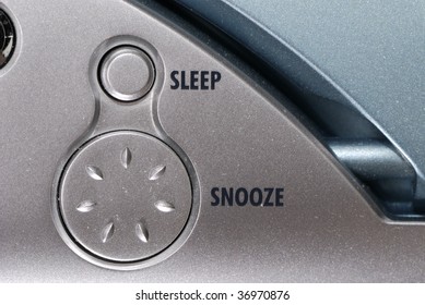 Sleep And Snooze Button Of A Clock Radio.