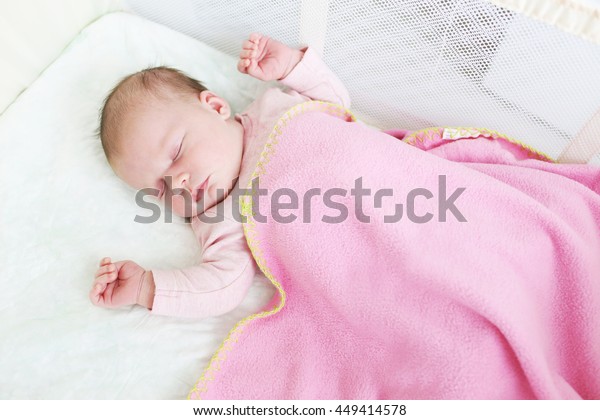 Sleeping 2weeks Newborn Travel Crib Stock Photo Edit Now 449414578