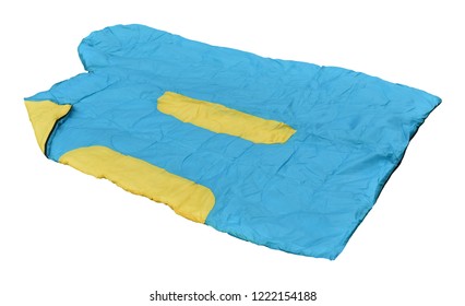 Sleeping Bag Flat Out On White Background.