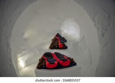 Sleeping Bag Inside Igloo Snow Ice Adventure Arctic