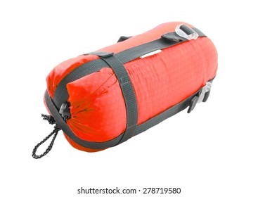 Sleeping Bag Packed On White Background