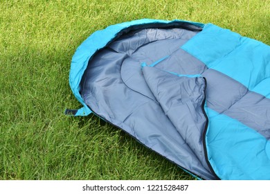 Sleeping Bag Unzip And Closeup Inner Polyester.