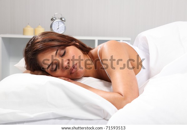 Sleeping Beauty White Alarm Clock Background Stock Photo