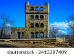 Sleeping Giant Observation Tower at the top of Mt. Carmel in Hamden, Connecticut, USA, built in the 1930s as part of the New Deal Project