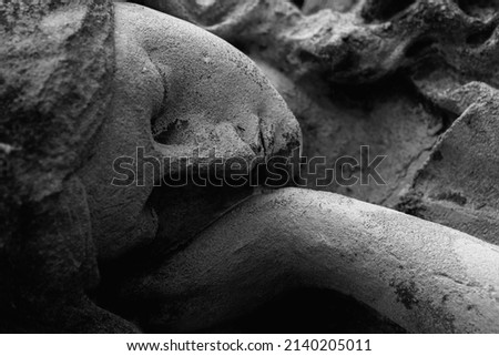 Sleeping Olympic goddess of love and beauty in antique mythology Aphrodite (Venus) Fragment of ancient statue. 