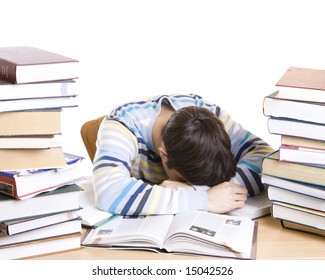 Sleeping Student Books Isolated On White Stock Photo 15042526 ...