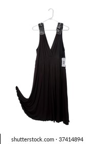Sleeveless Black Dress On Hanger With Sale Tag Hanging