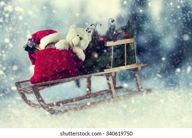 Sleigh Gifts Christmas Tree On Nature Stock Photo 340619750 | Shutterstock