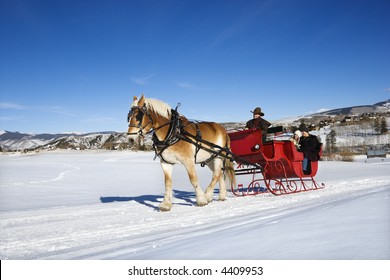 Sleigh Ride Through Winter Landscape.