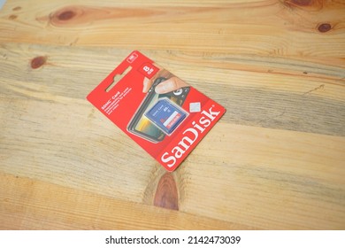 Sleman, Indonesia - March 28 2022 : Memory Card In New Packaging. Tools For Storing Data Such As Photos, Videos, Documents Etc.