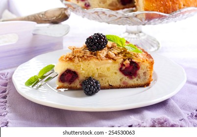 Slice Of An Apple And Blackberry Cake