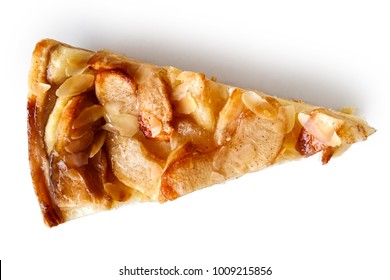 A Slice Of Apple Pie Isolated On White From Above.