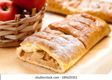 slice of an apple strudel on the table