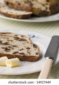 Slice Of Barm Brack With Butter