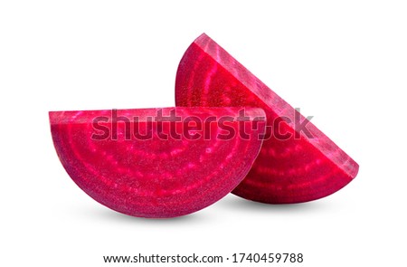  slice beetroot vegetables isolated on white background