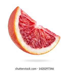 slice of blood orange fruit isolated on white background