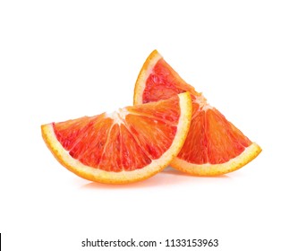 Slice of blood orange isolated on white background