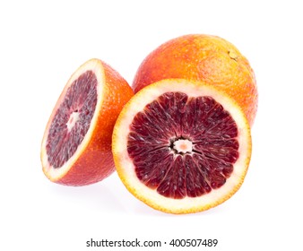 Slice Of Blood Orange Isolated On White Background