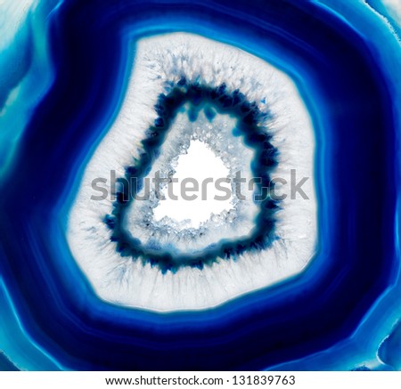 A slice of  blue agate crystal