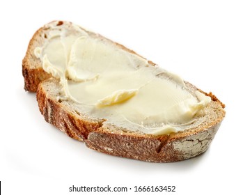 Slice Of Bread With Butter Isolated On White Background