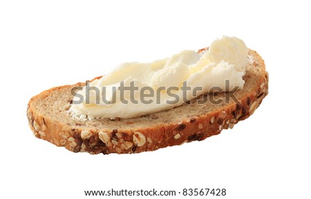 Slice of bread and cheese spread - cutout