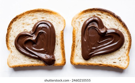 slice of bread with chocolate sauce in heart shape on wooden board - Powered by Shutterstock