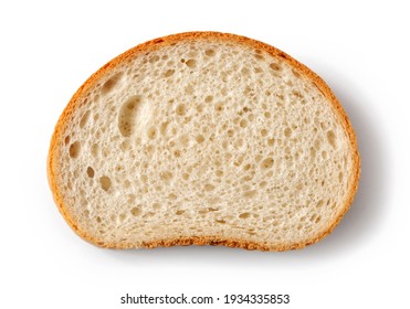 Slice Of Bread Isolated On White Background, Top View