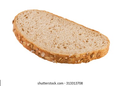 Slice Of  Brown Bread Isolated On White Background