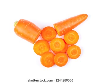 Slice Carrot Isolated On White Background. Top View