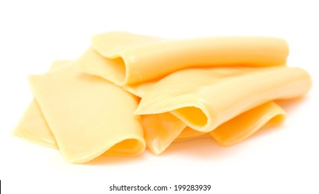 Slice Of Cheese Isolated On White