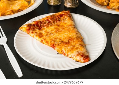 Slice of cheese pizza on a plate - Powered by Shutterstock