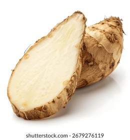 Slice of Chicory Root on a White Background