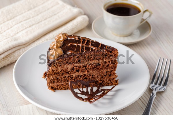 Slice Chocolate Cake Prague Chocolate Buttercreamy Stock Photo