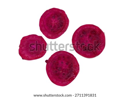 Slice circular Red Prickly Pear fresh raw fruit edible juicy fruit healthy