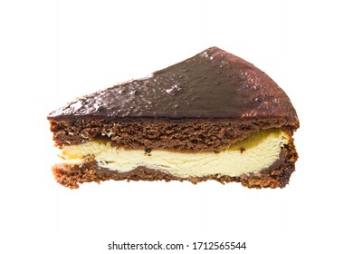 Slice Of Cocoa And Chees Cake Isolated