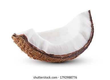 Slice of coconut isolated on white background                        