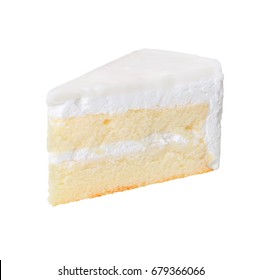 Slice Of Delicious Coconut Cake Isolated On White