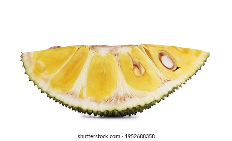 Slice Of Delicious Cut Fresh Exotic Jackfruit Isolated On White