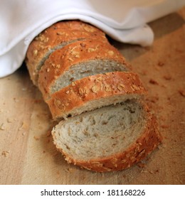 Slice French Baguette On Buffet Line