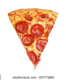 Slice of fresh italian classic original Pepperoni Pizza isolated on white background - Shutterstock ID 337771805