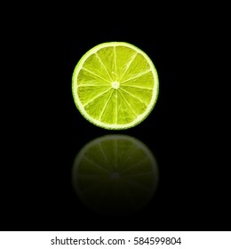 Slice Of Fresh Lime Isolated On Black Background