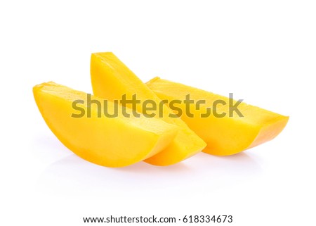 slice of fresh mango isolated on white background