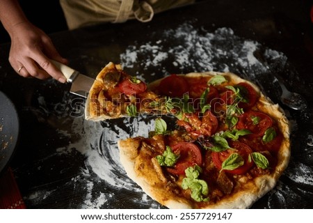 Similar – Image, Stock Photo Preparing Handmade Pizza in a Pizzeria Kitchen