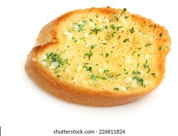 Slice Of Garlic Bread On White Background