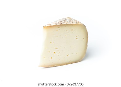 Slice Of Goat Cheese Isolated On White