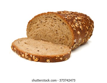 Slice Grain Bread Isolated On White Background