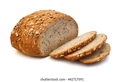 Slice Grain Bread Isolated On White Background